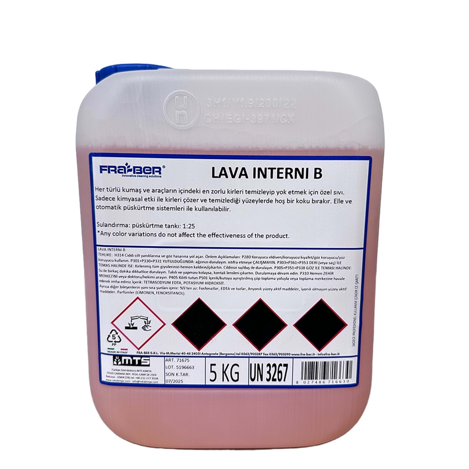 FRA-BER Lava Interni B Genel Amaçlı Detaylı Araç Temizleyici (1:25 Konsantre) - 5 kg