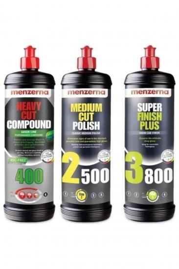 Menzerna Green 400 & Medium Cut 2500 Super Finish 3800 Set 3 X 1 Litre